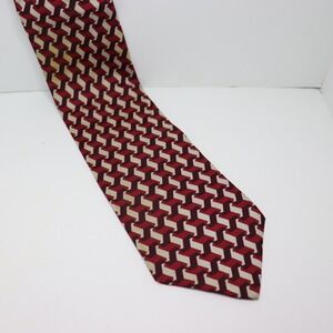 J.T. Beckett Geometric Silk Tie OS Red Mens Retro Professional Neckwear